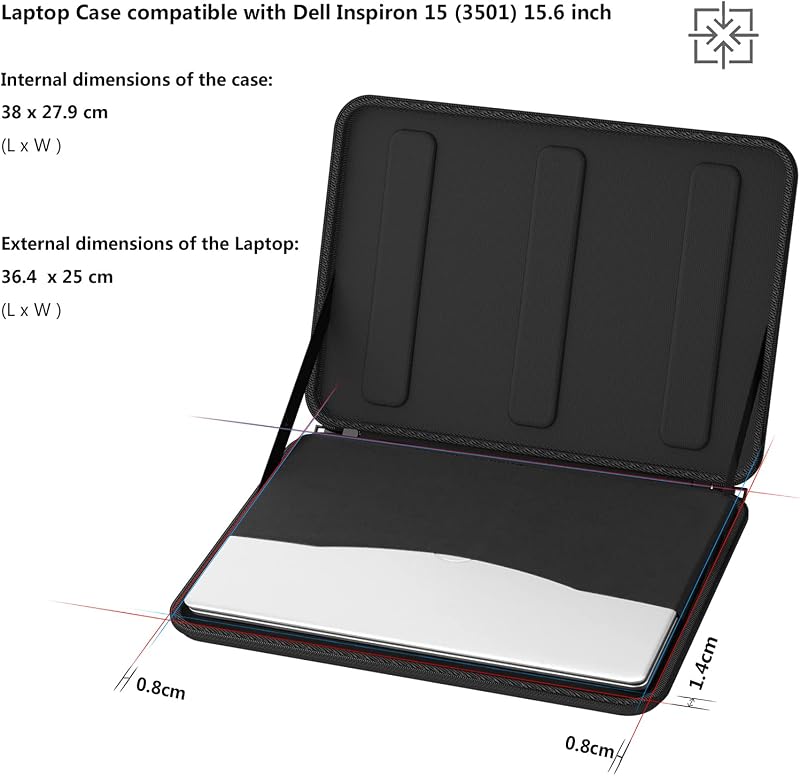 Smatree 15,6" Kemény Laptop Táska Dell Inspiron 15 és Lenovo Legion 5 Modellekhez - Fekete Védőtok Vékony Kialakítással