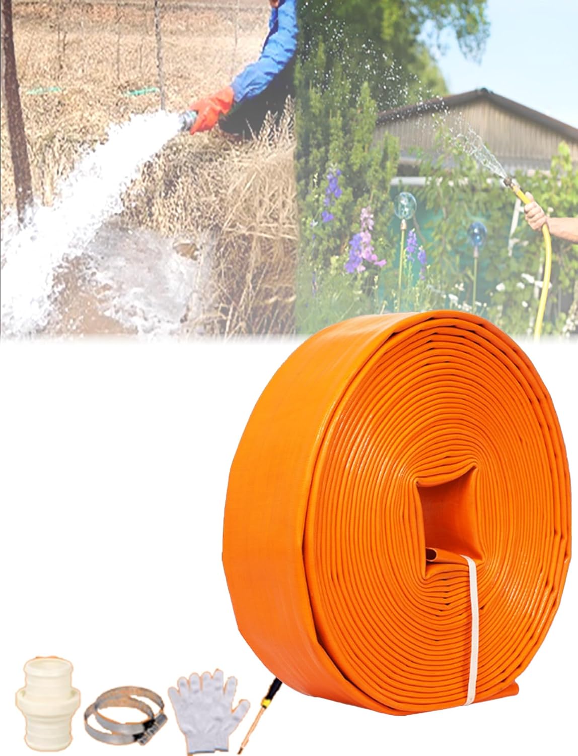 3.5Inch PVC Lay Flat Discharge Hose–Backwash Hose for Pool Maintenance, Water Transfer, and Garden Irrigation Sump Pump,Draining Pond(15meter)