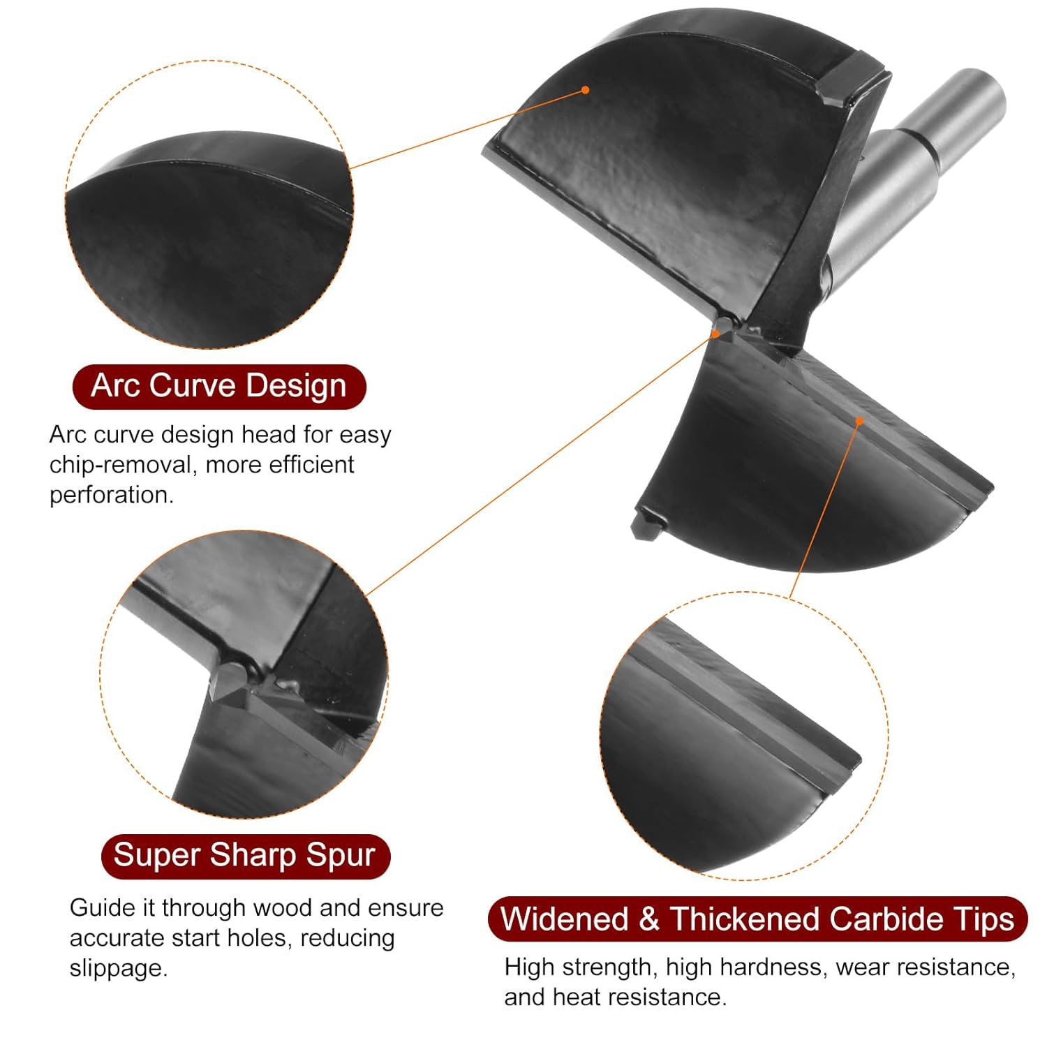 HARFINGTON Forstner Drill Bit 100mm (3-15/16") Tungsten Carbide Wood Forstner Bit Opener Cutter for Hinge Hole Drilling Woodworking, Black