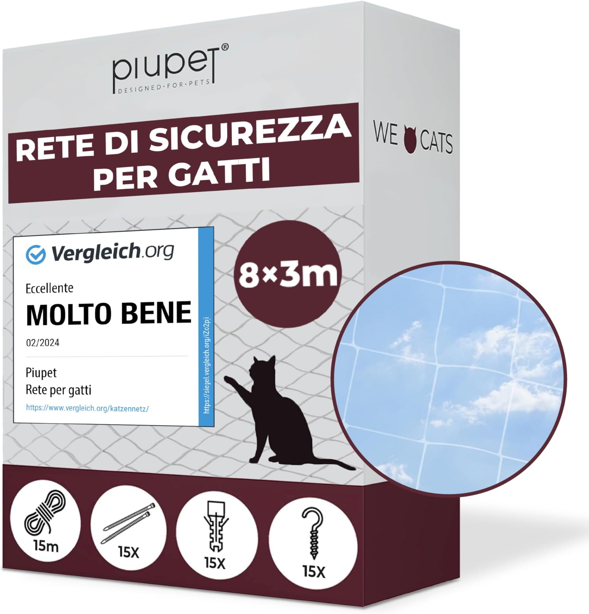 Rete Di Sicurezza Per Bambini E Animali SUNOYA - 300x90 Cm Per Balcone, Scale E Ringhiere