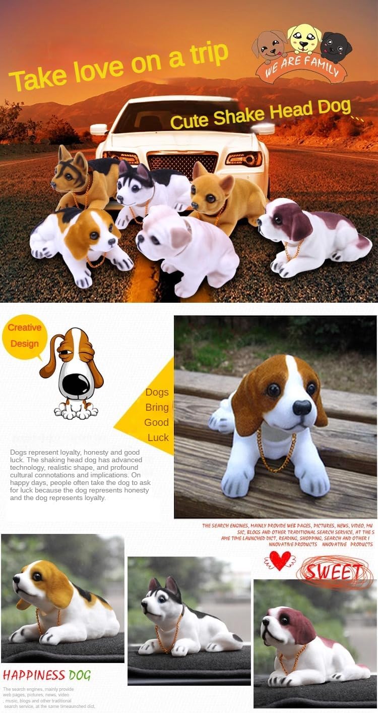 HOUKIG Dog Car Ornaments Stocking Stuffers Simulated Fluffy Flocking Puppy Car Interior Decoration Bobble Head Shaking Accessory Office Home Desk Ornament Nice Gift (Chihuahua)