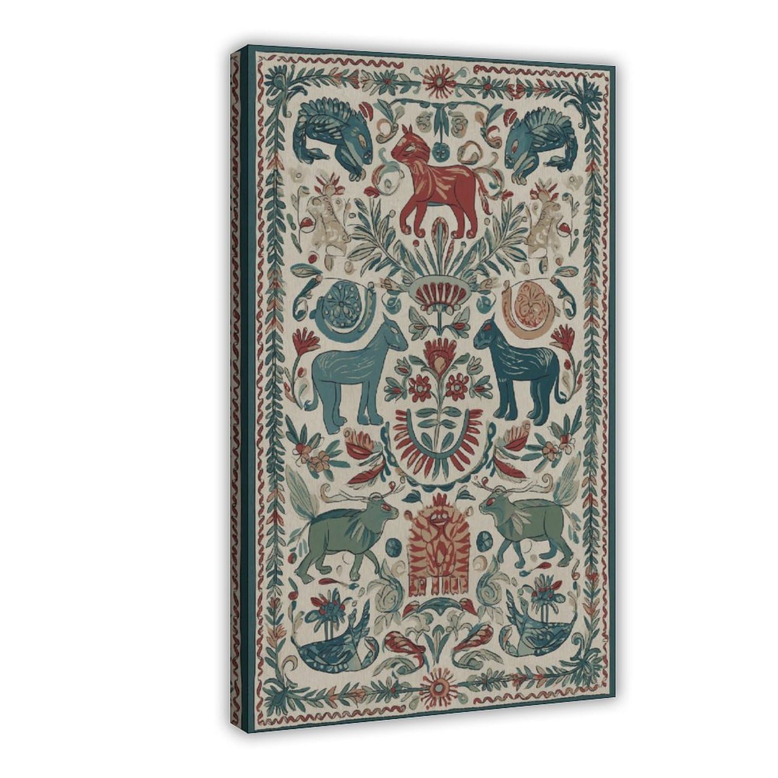 YWTJAX Scandinavian Folk Animal Poster Canvas Poster for Office Decor Gift
