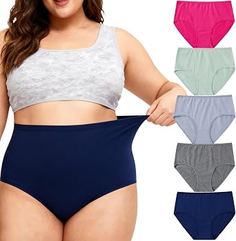 Womens Plus Size Cotton Underwear Panties Ladies Briefs XL-5XL Plus Panties for Women 5-Pack Undies