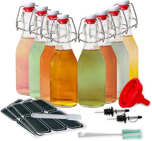 Miniatura 8 de AYL Botellas de vidrio con tapa abatible de 9 onzas, botella de cerveza con tapa abatible para segunda fermentación, kombucha, kéfir, extracto de