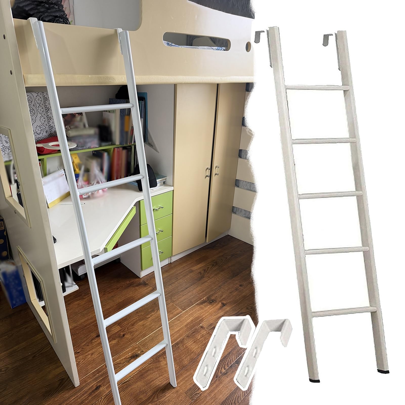 Escalera corta de pie ajustable que soluciona el acceso difícil a literas dobles