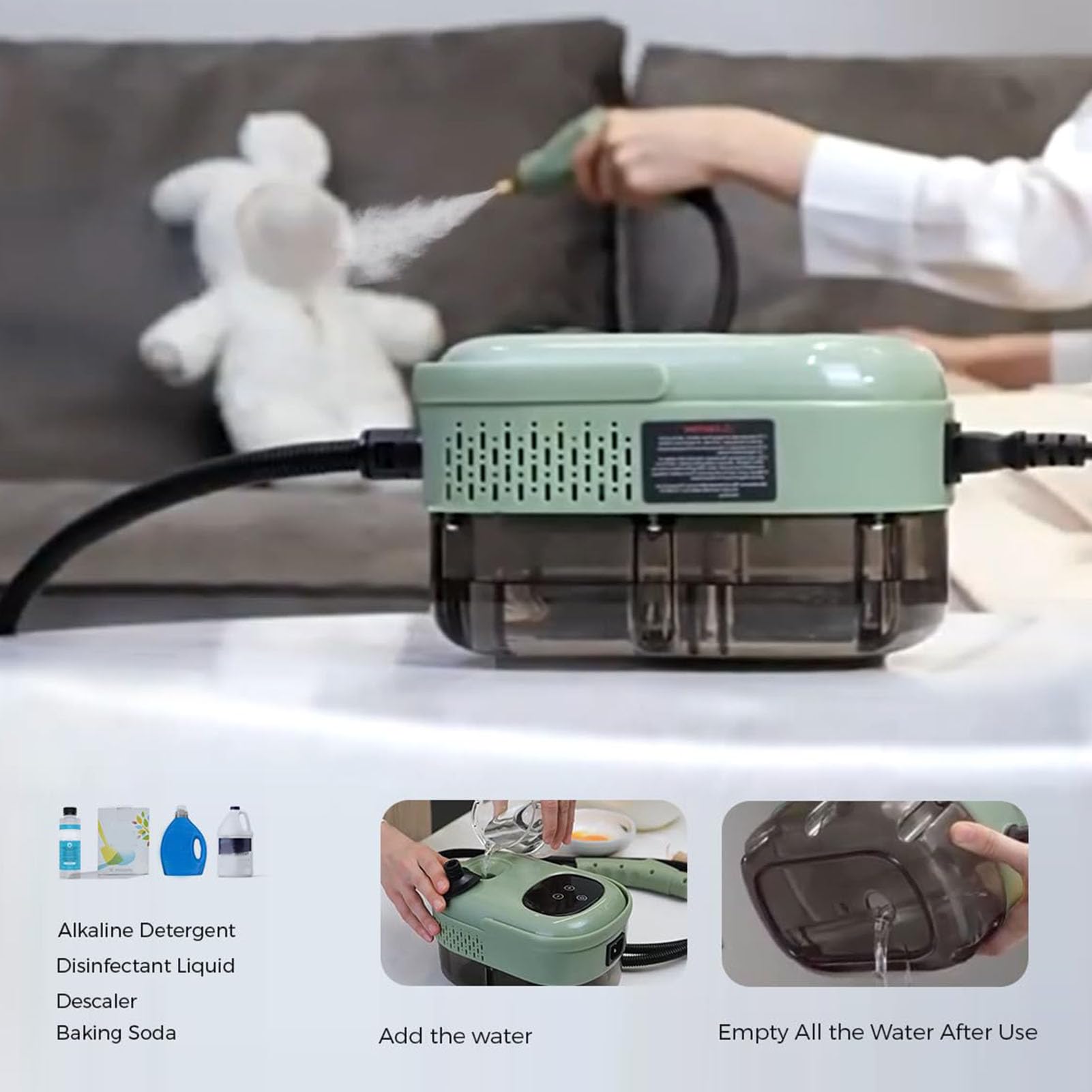 Handdampfreiniger Mit 8 Zubehörteilen - 6 Stufen, Touchscreen, 1000 Ml Tank, Für Kleidung & Oberflächen