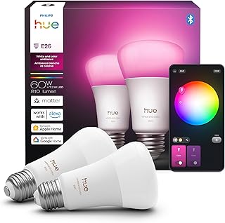 Philips Hue A19 Smart LED Bulb, White and Color Environment, E26 Base, 7.2W, Full Spectrum Light 1000K-20000K, 810 Lumens,... Price In India