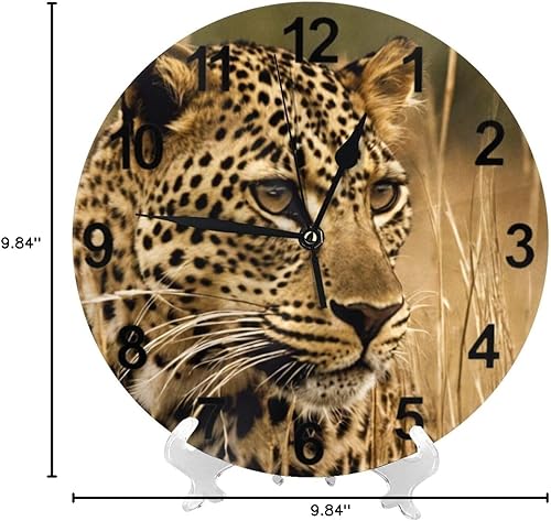 Miniatura 10 de KiuLoam Reloj de pared redondo silencioso sin tictac, diseño de leopardo animal 3D, funciona con pilas, decorativo para sala de estar, cocina,