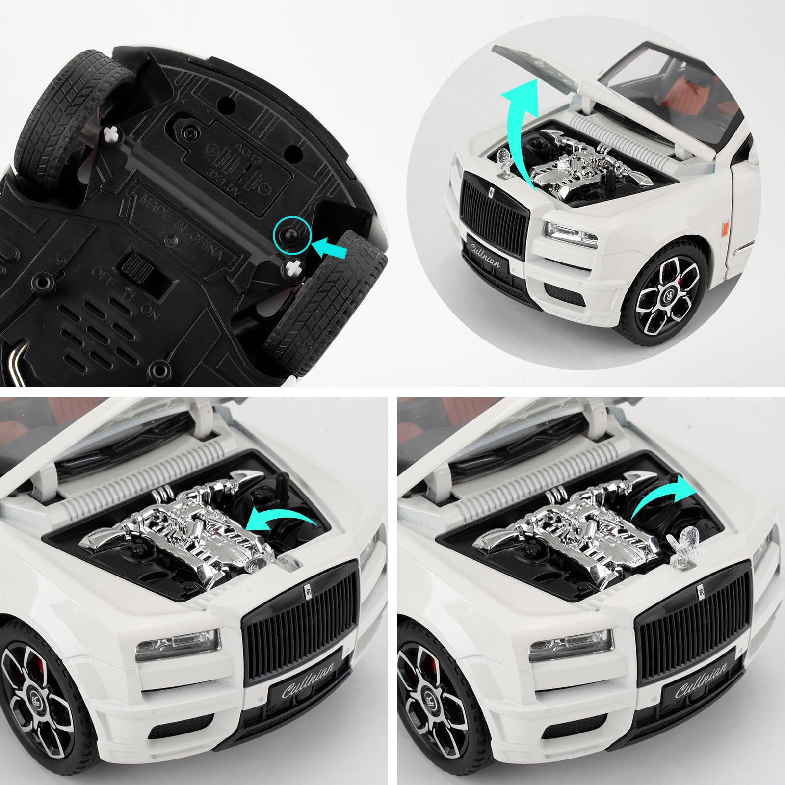 Modèle Réduit Rolls-Royce Cullinan 1:24 – Réplique En Alliage Métallique – Décoration Collection Ou Bureau – Finition Réaliste (Blanc)