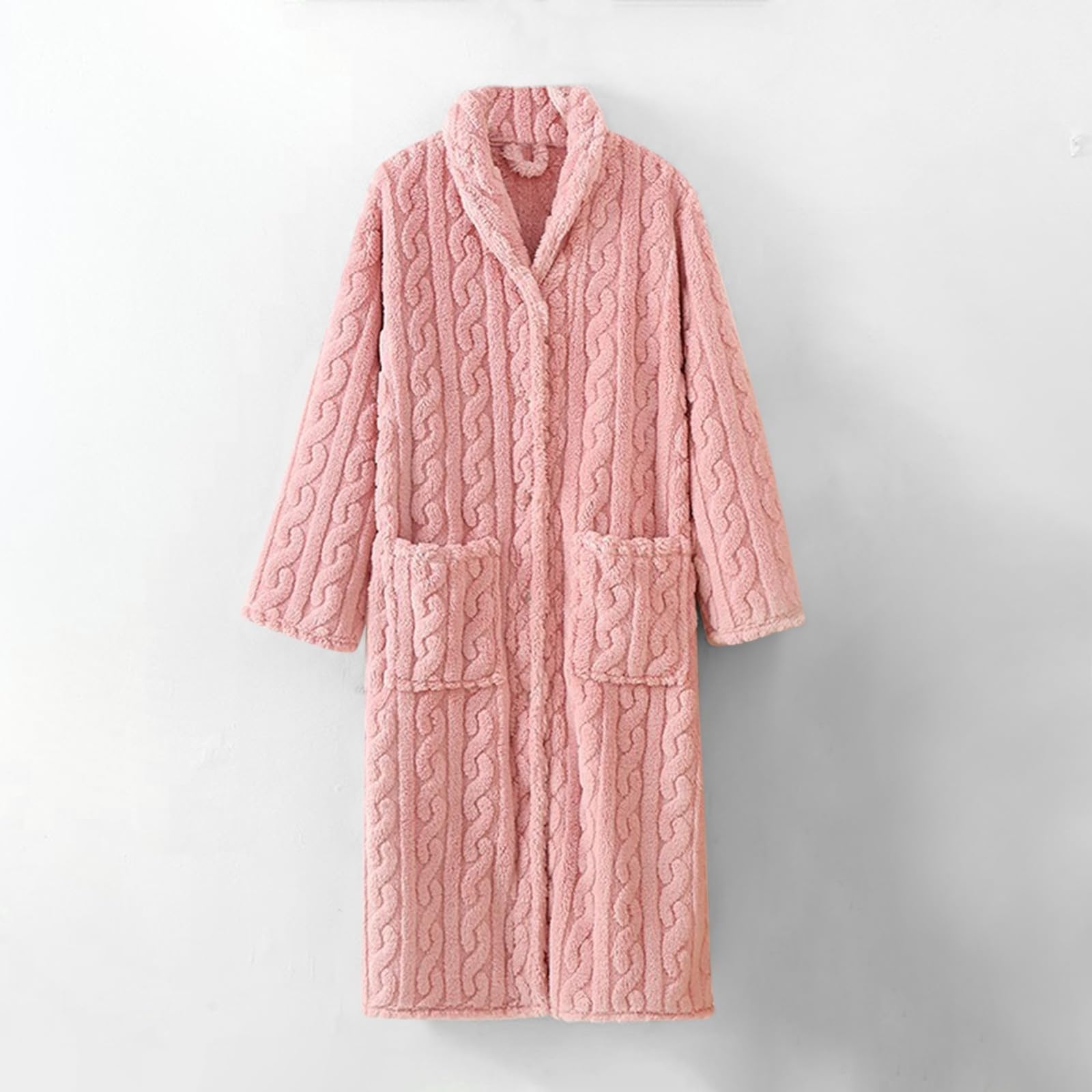 Vestaglia Da Donna Calda In Flanella Tinta Unita Con Bottoni Accappatoio | Vestaglie Donna In Pile Con Tasche Accappatoi Pigiama Invernale Accappatoio Donna Spugna Abbigliamento Per Casa