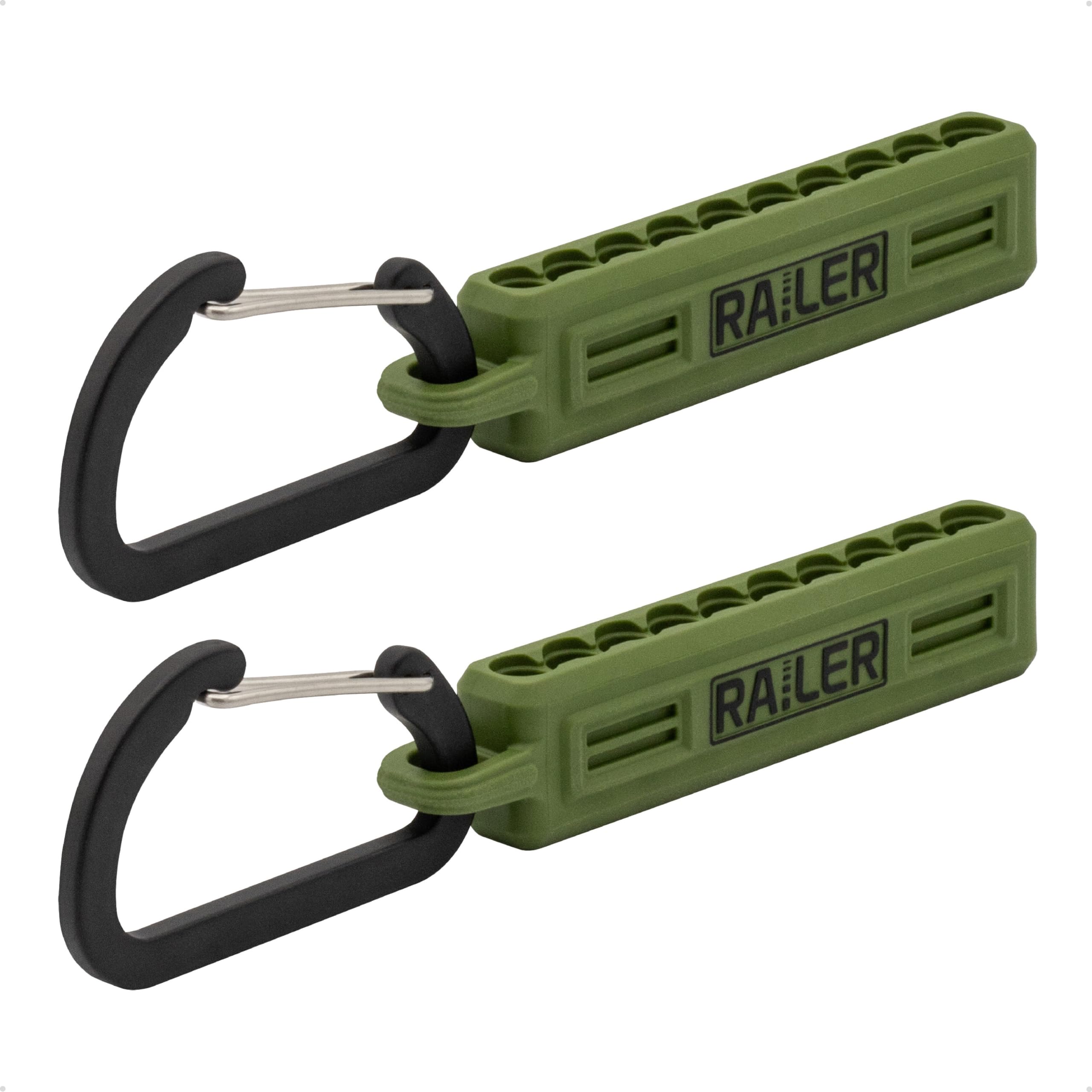 Screwdriver Bit Holder Storage Organizer – Railer 10-Hole Camo Green Bit Holder with Carabiner - 2 Pack
