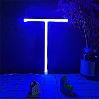 Vista 23 de Letras de neón azules, letreros LED que funcionan con pilas, luces LED del alfabeto, letrero de marquesina, letras decorativas de marquesina, luces