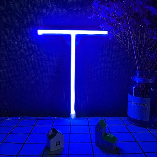 Vista 32 de Letras de neón azules, letreros LED que funcionan con pilas, luces LED del alfabeto, letrero de marquesina, letras decorativas de marquesina, luces