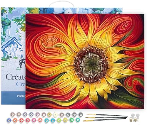 Vista 59 de Figured'Art - Juego de pintura por números, lienzo enrollado sin marco, para manualidades, para adultos, 16 x 20 pulgadas, jarrón de peonías