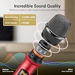 TONOR Dual Wireless Microphones, TW630, UHF Cordless Mic, 2 Handheld Metal Dyanmic Mic with Receiver, 200ft Range, Silver&Red
