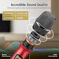 Vista 2 de TONOR Micrófonos Inalámbricos, Micrófono Inalámbrico con Receptor Recargable, Alcance de 200 pies UHF Micrófono Dinámico de Mano Inalámbrico