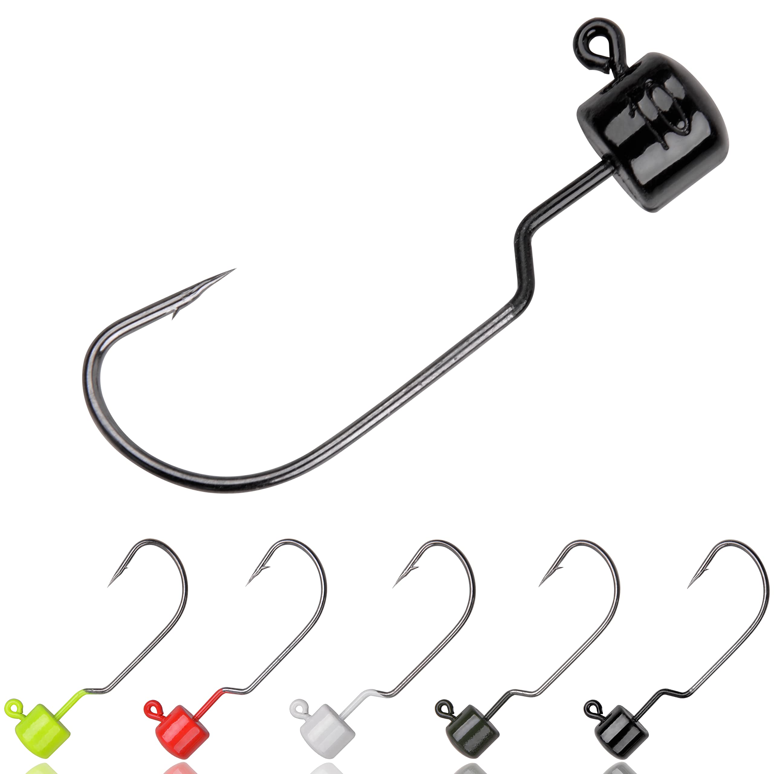 Ned Rig Jig Heads Soft Plastic Worms Lure Hooks - 10pcs Finesse Mushroom Shroom Jig Heads Kit Wide Gap Offset Jig Hooks Multicolor for Soft Lures Bass Fishing(7g-10pcs/box)