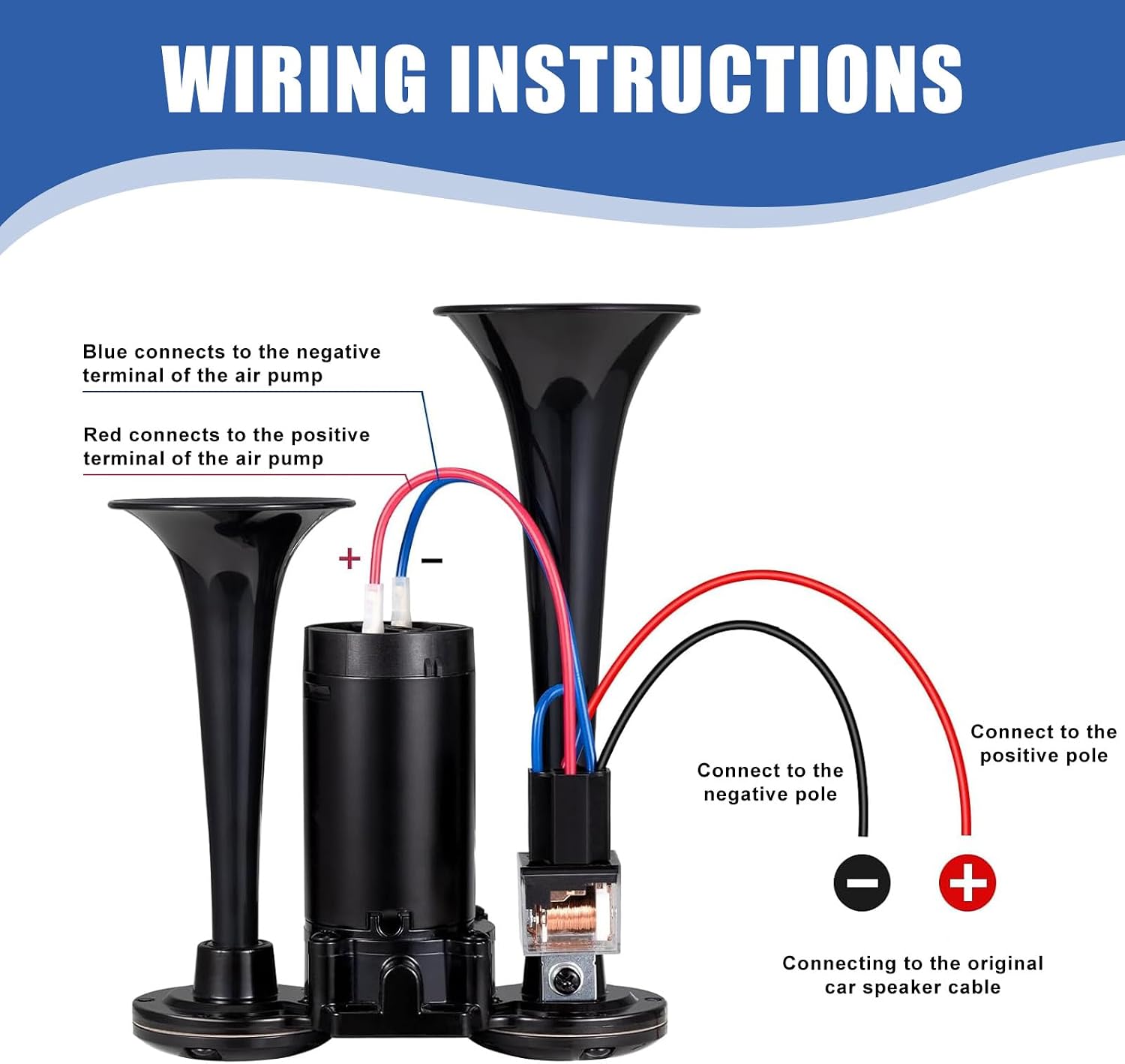 12V 600dB Super Loud Dual Trumpet Air Horn Kit with Heavy Duty Compressor – Waterproof Train Horn for Truck Semi Truck Motorcycle SUV Pickup Boat ATV RV Jeep Tractor Trailer Golf Cart