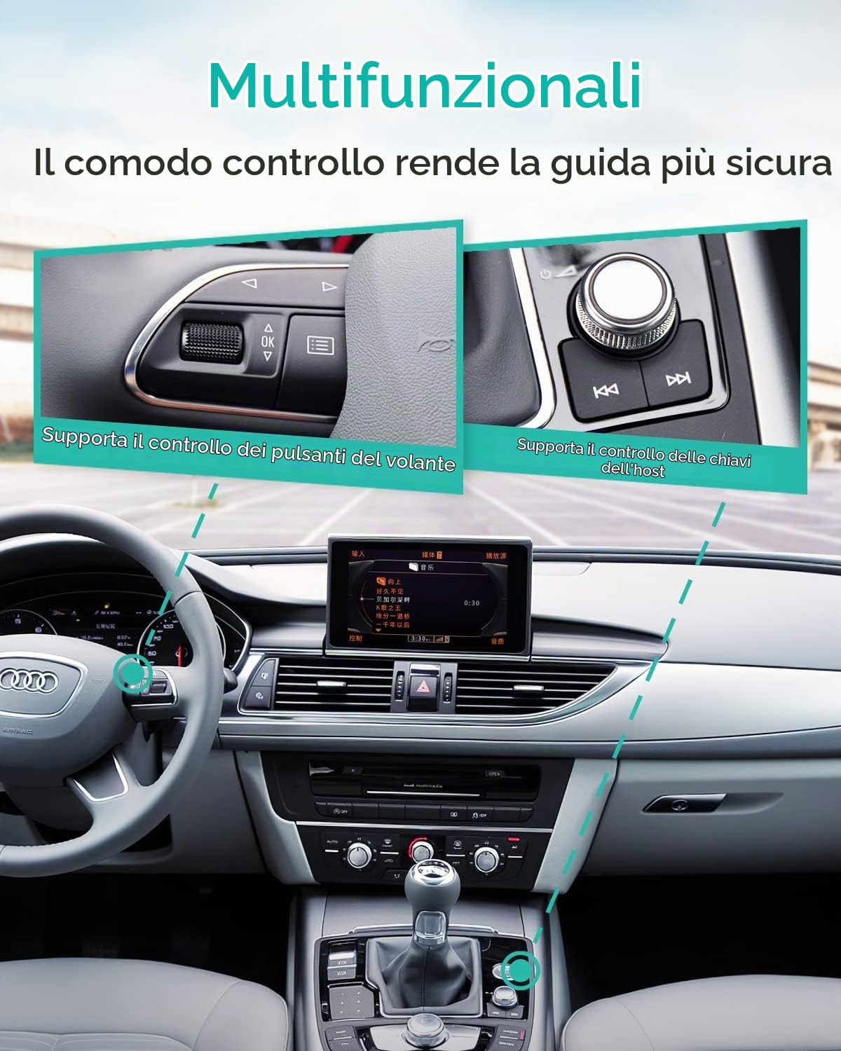 Adattatore Bluetooth per auto per Audi (2006-2009) con interfaccia AMI, sistema MMI 2G, kit per auto Bluetooth con audio HD