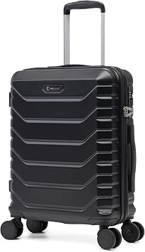 Rocklands  Cabin Suitcase 55x40x20cm Hard Shell TSA Lock, 4 Spinner Wheels, Lightweight Hand Luggage Small Travel Bag, Approved for 100+ Airlines Including Ryanair, EasyJet Black, Cabin 20 Inch