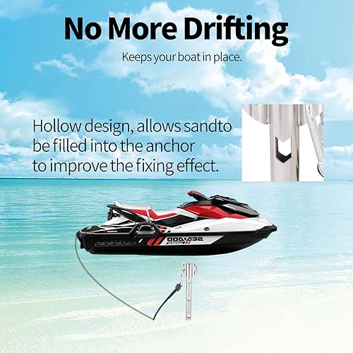Miniatura 3 de TDZ - Anclaje para barco, ancla de moto acuática, poste de anclaje de aguas poco profundas para PWC, moto acuática, kayak, barco pequeño, ancla PWC,