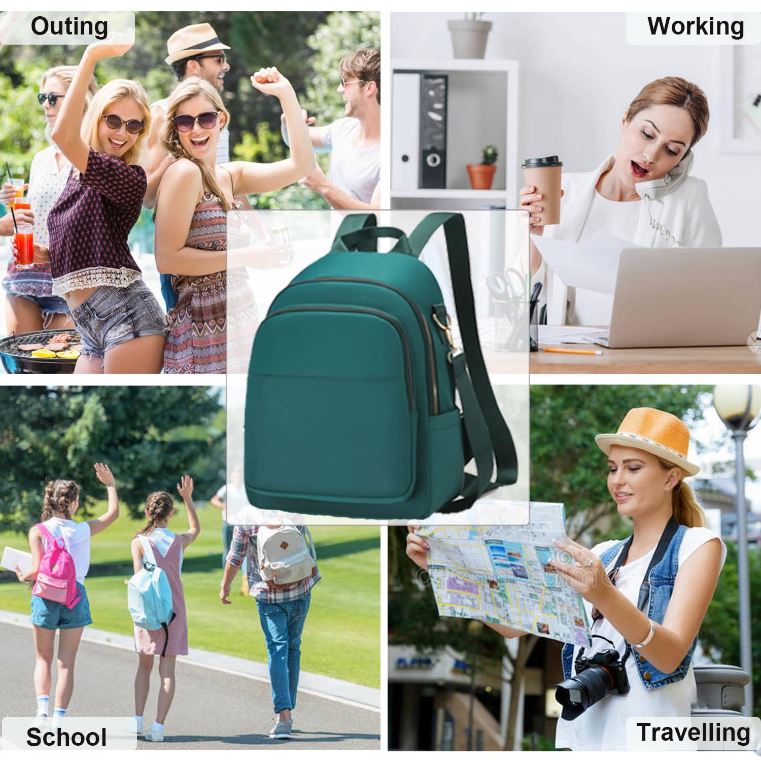 Piccolo zaino da donna, in nylon, leggero, piccolo, robusto, piccolo zaino casual da viaggio, per donne e ragazze all'aperto, viaggi, lavoro, shopping, adatto per iPad da 9,7 pollici, 7L