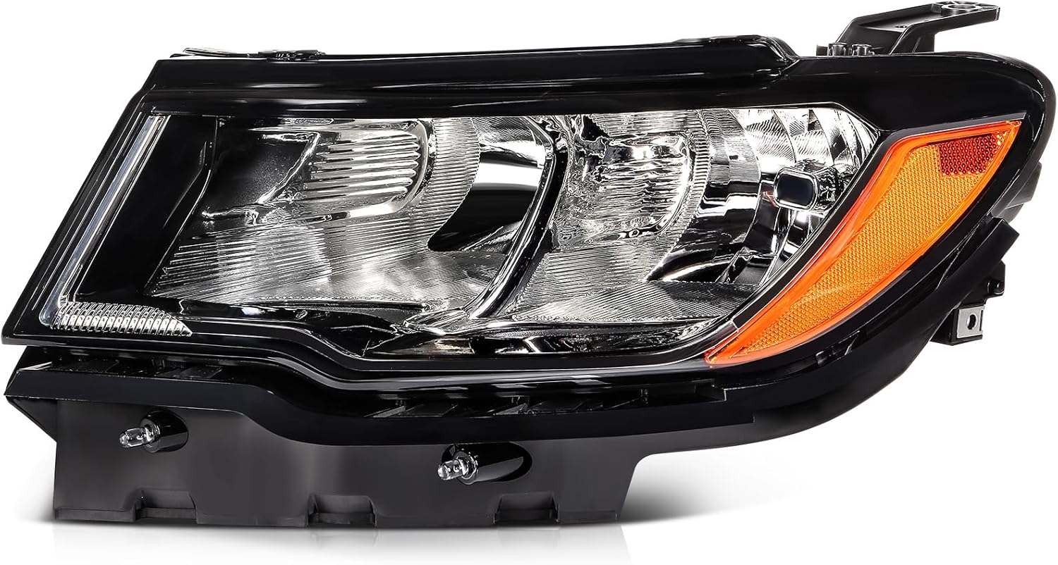 LSAILON Headlight Assembly Fit 2017-2021 for JEEP COMPASS Black Housing & Clear Lens Driver Side 55112707AE CH2502295