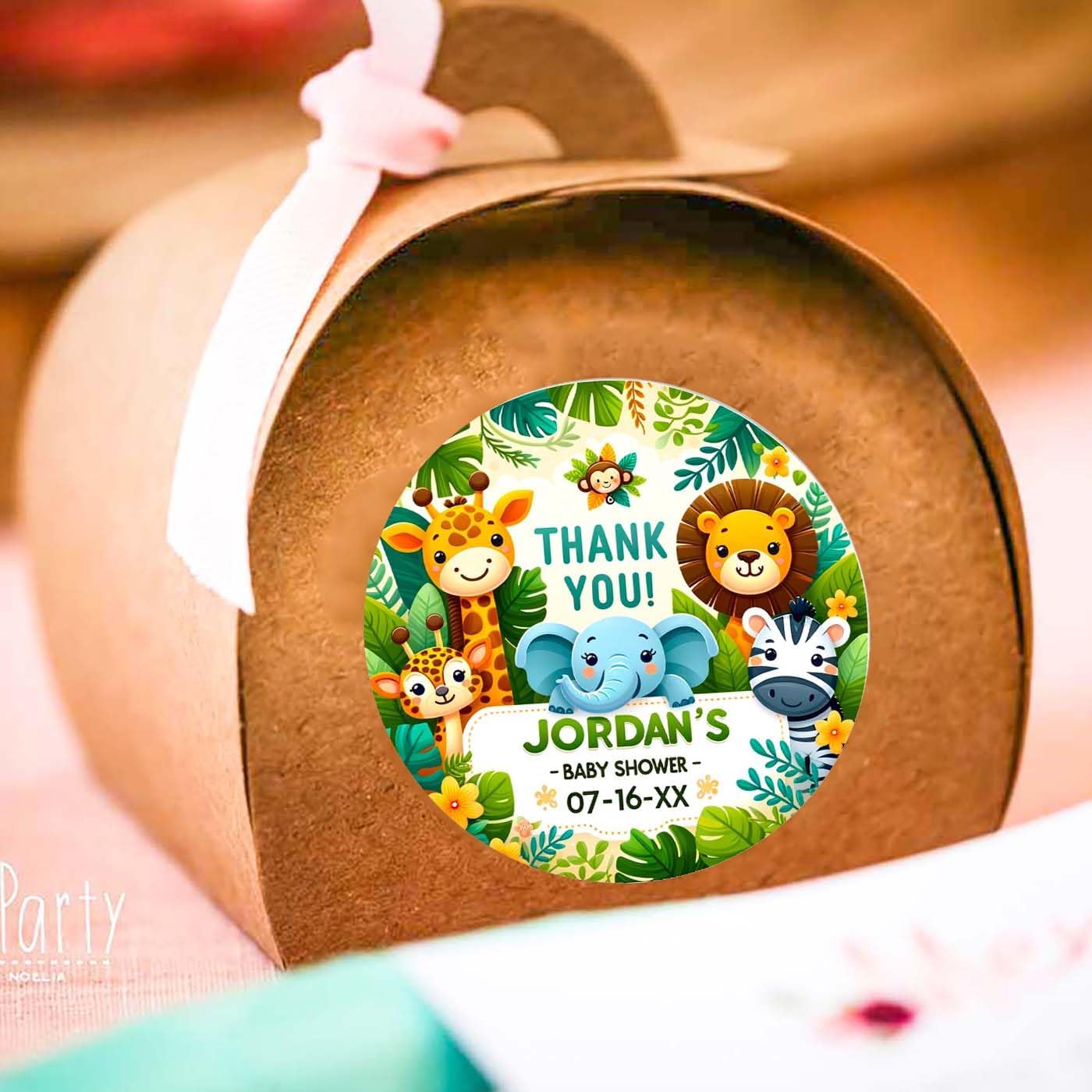 Personalized Customized Labels Tags,Customizable Stickers Safari Jungle Animals Baby Shower Favor Sticker for Business Custom Made Stickers, 100 Stickers3X3