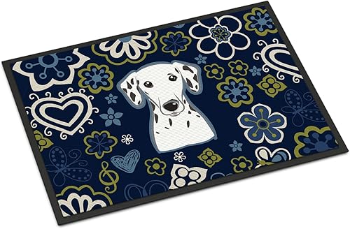 Miniatura 265 de Caroline's Treasures BB1449JMAT - Tapete de bienvenida de carlino negro, 24 x 36 pulgadas, tapete azul para puerta delantera, para interiores