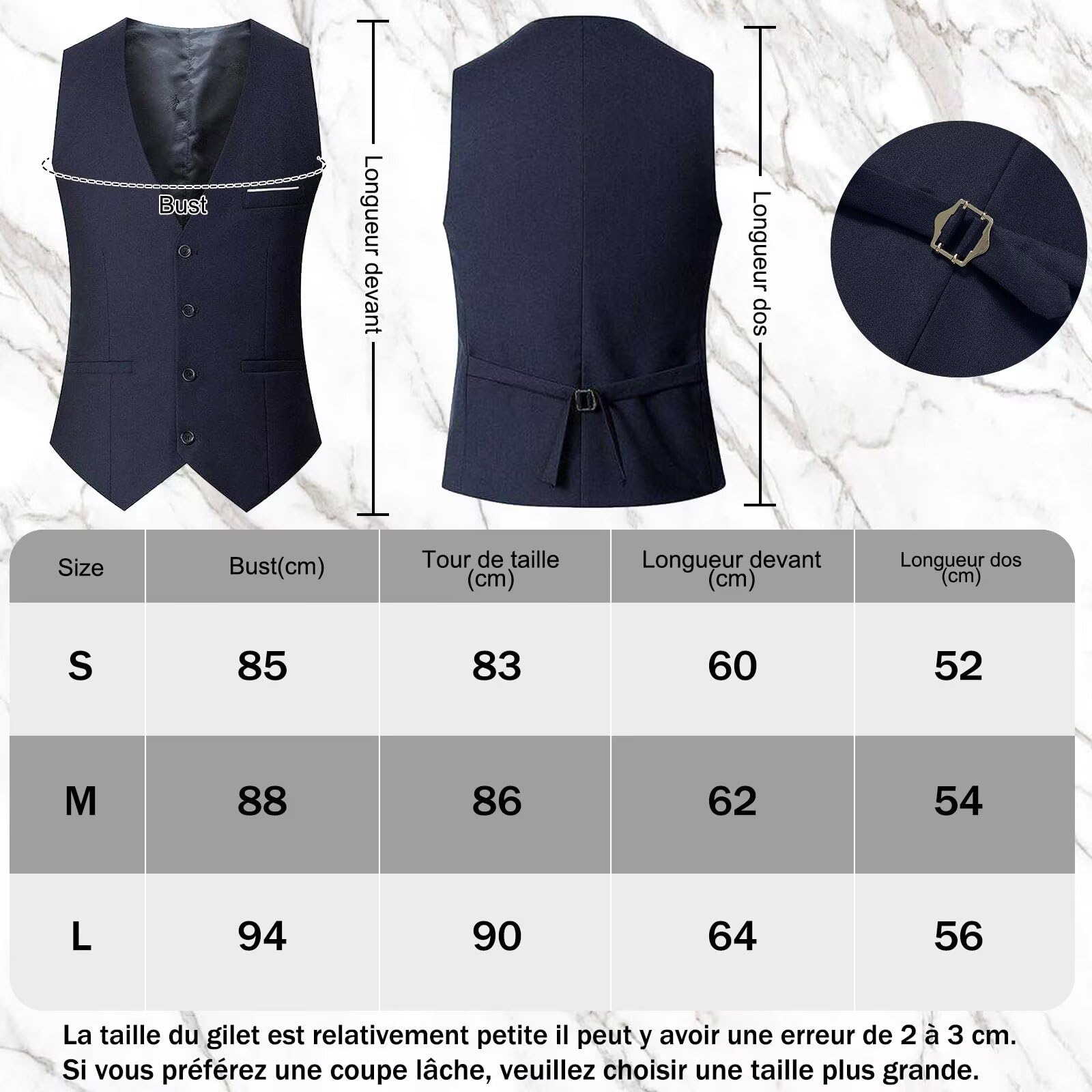 Luckyou Costume Homme Année 20 Costume Gatsby Homme Accessoires avec Cravate Moustache Montre Déguisements Gatsby Annee 20 pour Cosplay Carnaval Halloween de Fête-Black-L