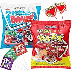 Genérico, Kit 2 Pirulitos Baby Coração + Pegadas Pinta Língua Com 50 unidades Cada