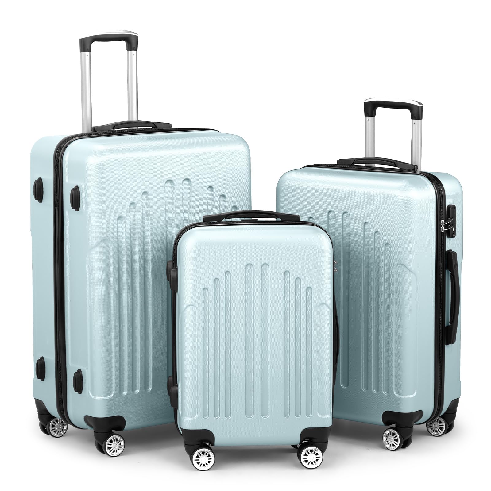 Karl home Luggage Sets 3 Piece, ABS Hardside Suitcase Set with Double Spinner Wheels & TSA Lock for Travel Business, 3-Piece Set (20/24/28), Mint