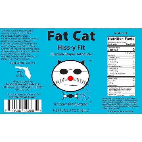 Miniatura 8 de Fat Cat Gourmet - Caja de regalo de salsa picante natural con nombre de gato divertido y set de regalo | Peri-Peri | Fantasma | Scorpion | Carolina