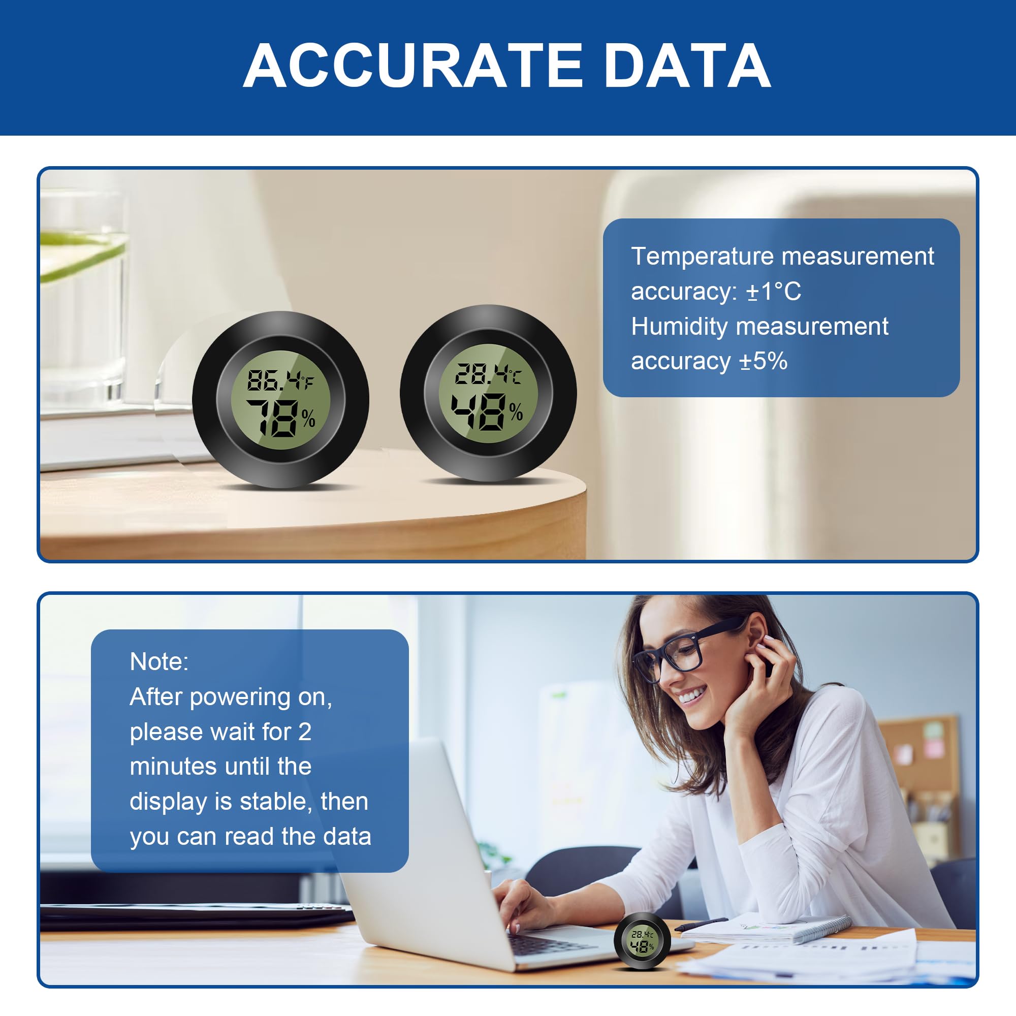 5PCS Mini Termometro Ambiente Interno Digitale, Igrometro Digitale, Monitor di Temperatura e Umidità per casa, asilo nido, incubatrice per chitarra Rettili Serra per auto, Nero