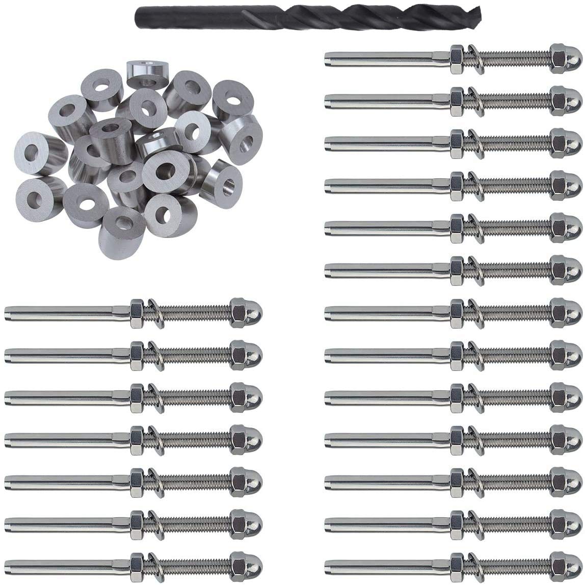 Jeus de corps de câble 1/8 pouce et raccord d'extrémité en acier pour terrasse et escalier