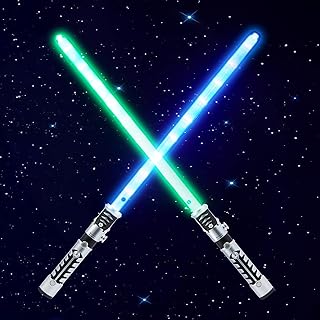 JOYIN 2-in-1 Light Up Saber, Sword for Kids, LED Dual Laser Swords Set with FX Sound (Motion Sensitive) and Realistic Sliv...