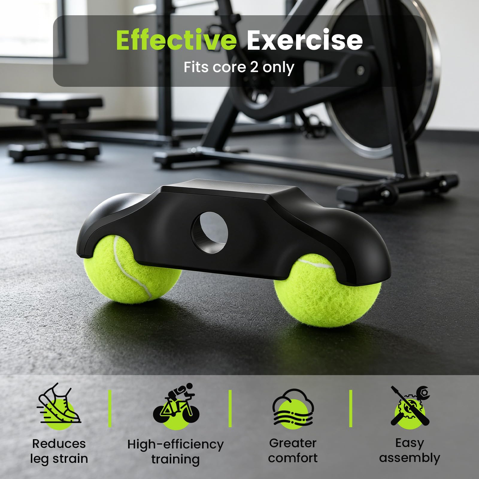 4 Stück Rocker Plate Feet, Tragbarer Wippplatten Fahrradtrainer, Cycling Snap Rocker Feet Adapter mit 8 Tennisbällen für Wahoo Kickr Core 2 Rollentrainer Tennisballfüße Indoor