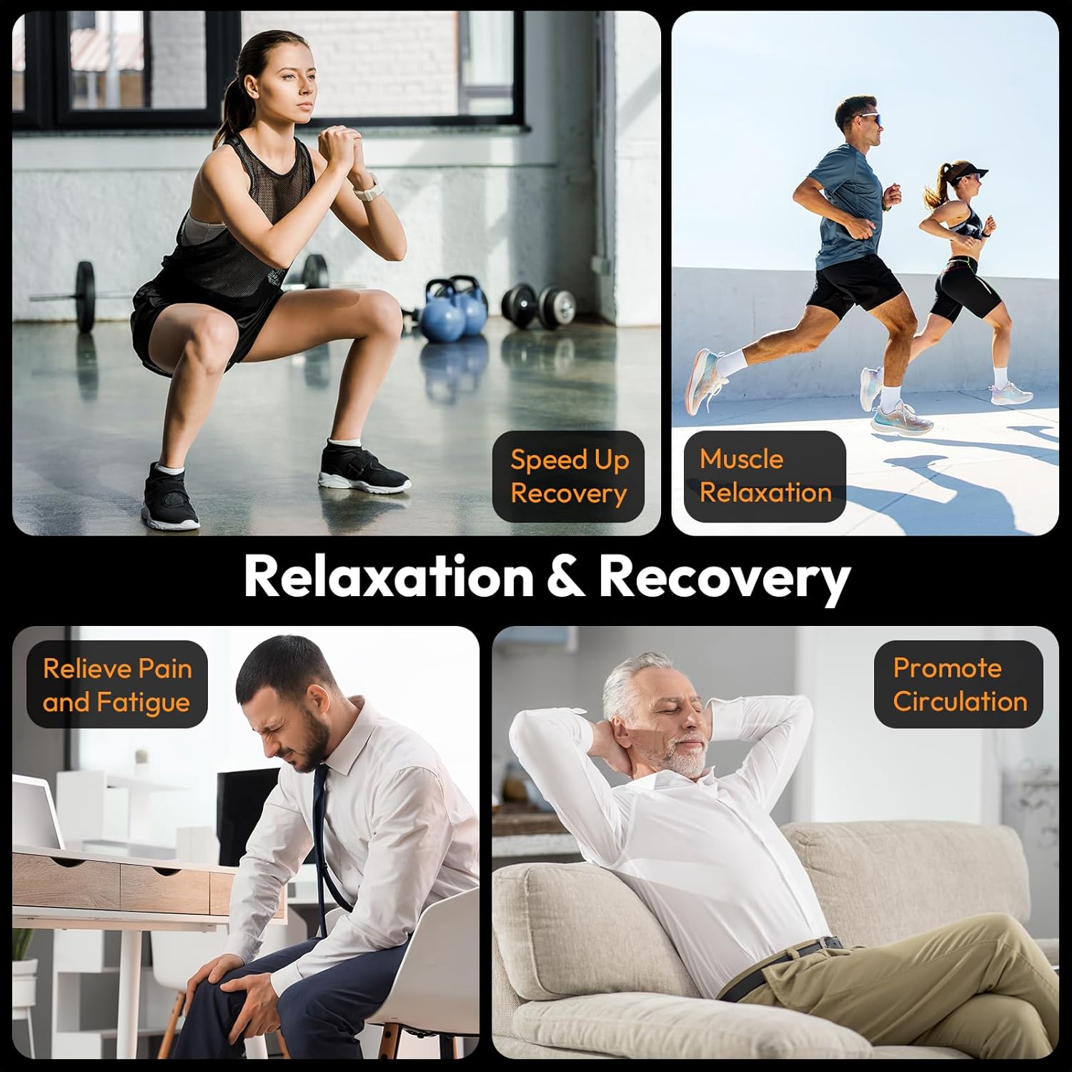 QUINEAR Knee Massager for Pain Relief,Air Compression Heating Pad for Knee,Heated Knee Warmers Wrap, Gifts for Men Women Dad Mom,3 Modes & 3 Intensities - Image 8