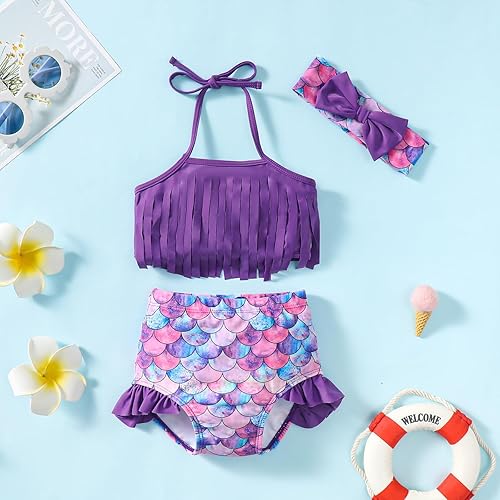 Miniatura 2 de Traje de baño para niñas y bebés, traje de baño para niños pequeños, traje de baño de 3 piezas, conjunto de playa