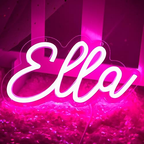 Letrero de neón con nombre de Ella para decoración de pared, luz LED de neón para dormitorio de niños, decoración de fiesta de cumpleaños, letrero