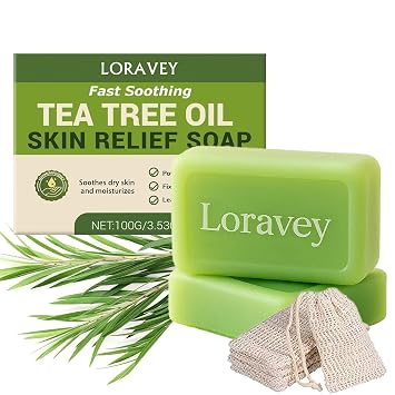 Antifungal Relief Soap Bar, Tea Tree Oil Soap, Natural Foot & Body Soaps for Healthy Skin,Relief Soap Bar Infused with Tea Tree Oil,Gentle Exfoliating Bar Soap for Men Women,3.5oz 2, 3.5OZ