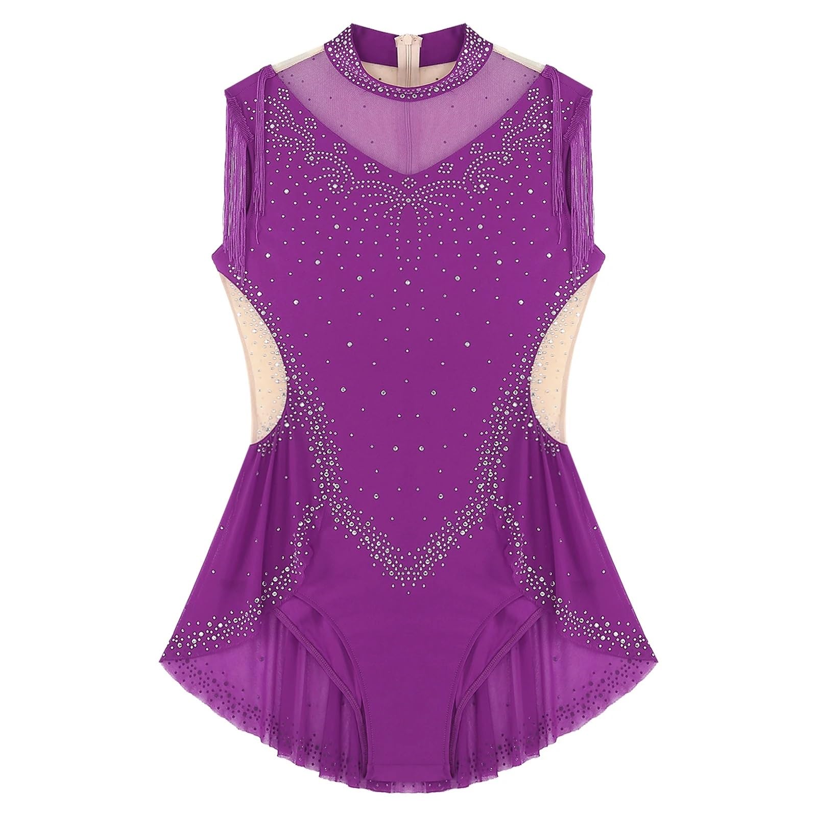 Latin Tanzkleid Eiskunstlauf-Bodysuit Damen Glitzernder Latein-Trikot Für Tanz