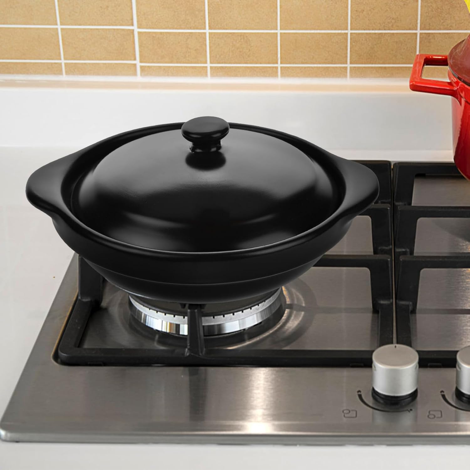 Japanese Ceramic Stew Pot Handle Capacity Versatile Casserole for Bibimbap Soup and Home Cooking Easy to Clean for Induction Cooktops