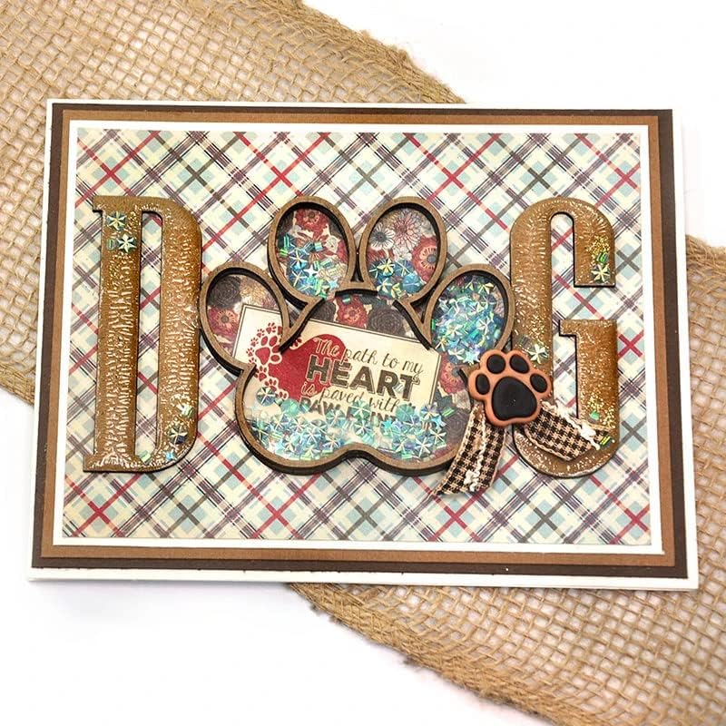 Dog Paw Shaker Frame Metal Die Cuts, Dog Paw Shaker Frame Cutting Dies Cut Stencils DIY Scrapbooking Cards Decorative Embossing Paper Dies for Album Card Scrapbooking Making