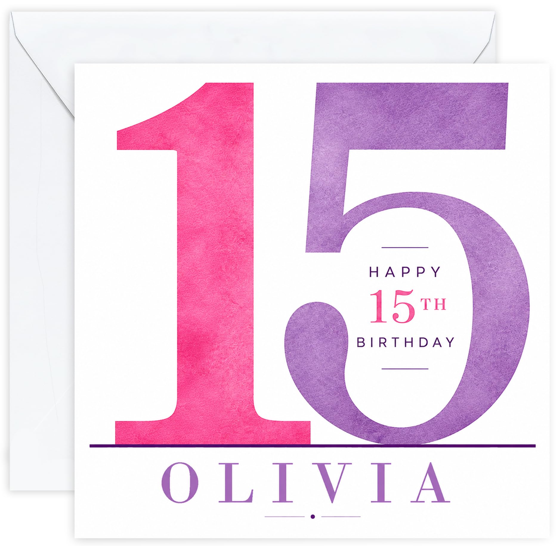 Personalised 15th Birthday Card for Girls | Fifteenth Birthday Card for 15 Year Old Girls Teenager | Daughter Granddaughter Niece Sister Friend | Birthday Card for Her with Name (Design 01)