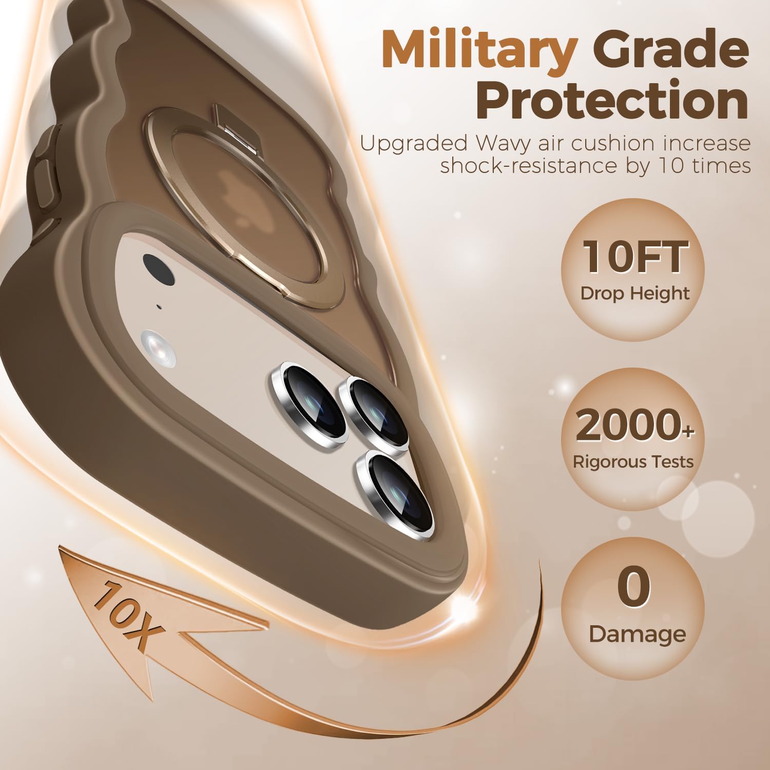 [Wave Frame+Mag Stand] Designed for iPhone 17 Pro Max Case, [Fit for MagSafe] Translucent Silicone Protective Magnetic Ring Phone Case Cover for 17 Promax 6.9 inch Men Women, Desert Titanium - Image 5