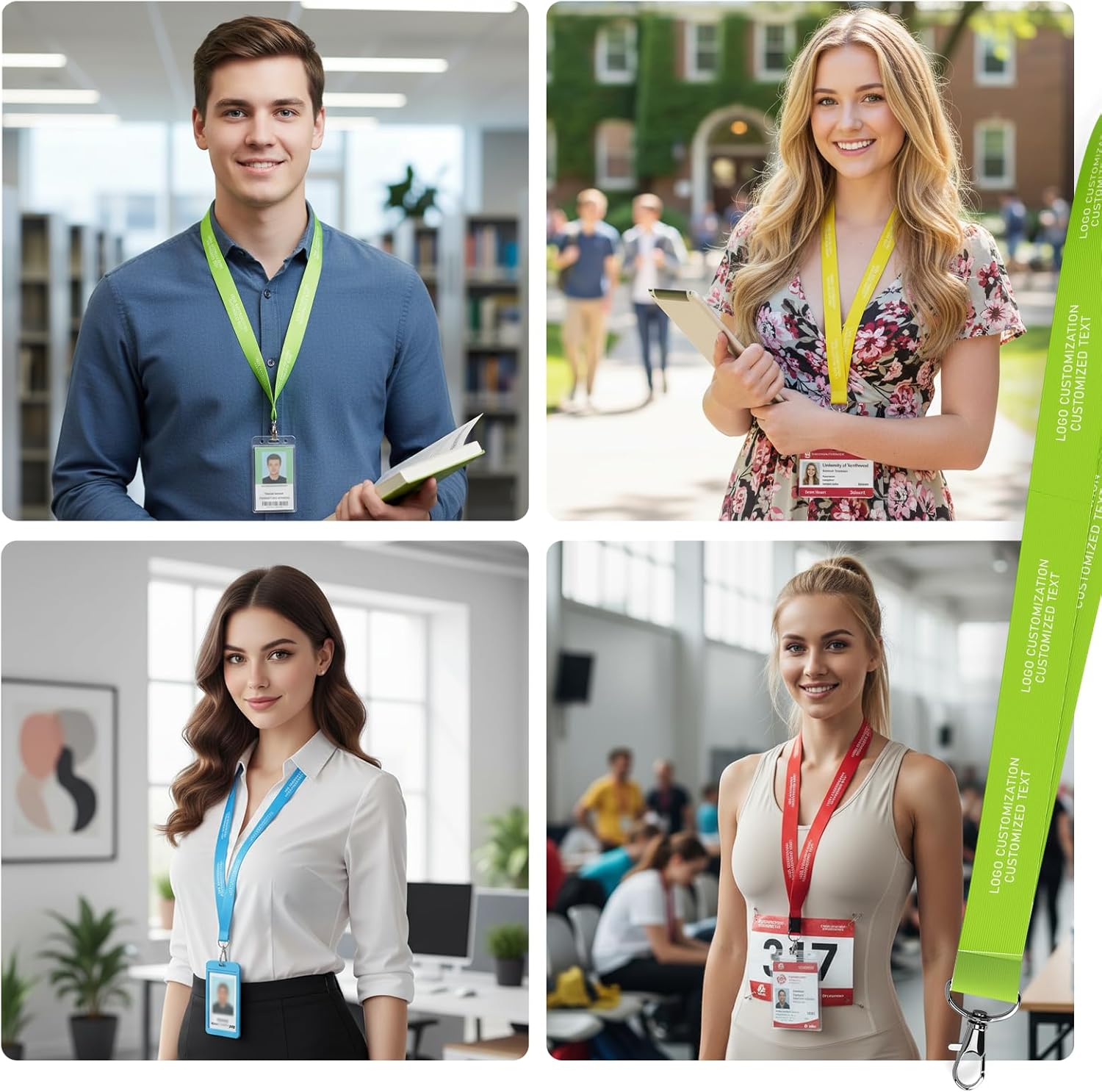 Q&K Personalized Lanyards, Custom Lanyards, 30/50/100 Pcs Customized Neck Strap with Photo Logo Text, Personalized Neck Lanyard for ID Card Badge Holder, Keychain, Teacher, Office, Business etc