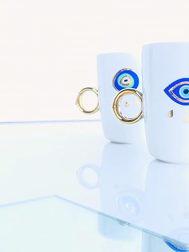 Miniatura 3 de Evil Eye Design Gold Mug with Crystal- Personalized Coffee Mug- Gold Ring Mug- Evil Eye Coffee Mug