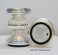 Vista 3 de Juego de 2 portavelas de cristal con luces, portavelas para velas, portavelas y pedestal de velas, decoración perfecta para bodas, hogar, mesa