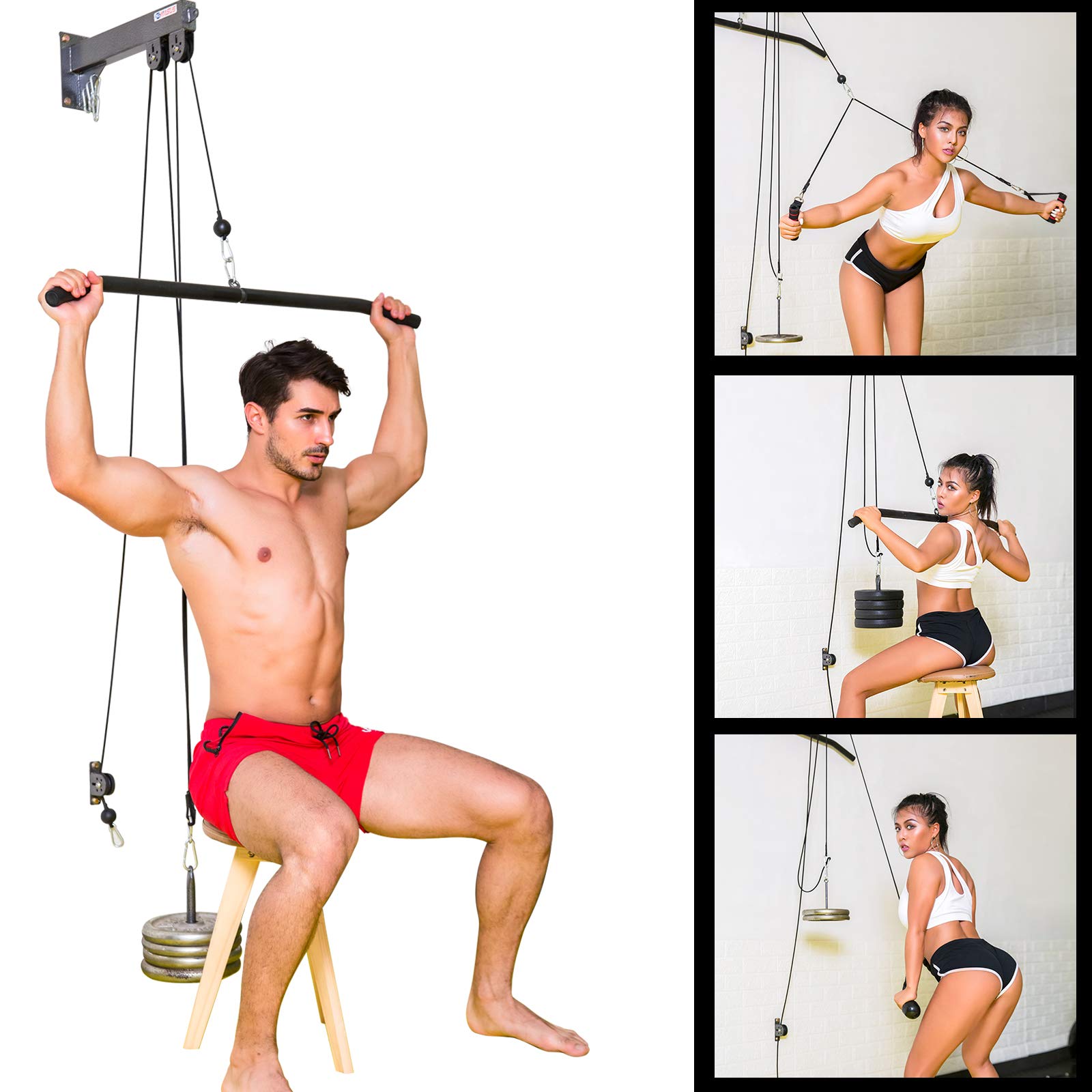 TRENDBOX Pulley System Gym Tricep Rope Pull Down Training Cable Machine
